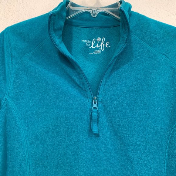 Made For Life Fleece Pullover Sweatshirt Top 1/4 Zip Long Slvs Teal Womens Small - Picture 4 of 7